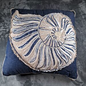 Celerie  Kemble Pillow Nautical Shell Designer 19" X19" India Beach Decor